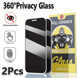 2pcs 360-degree Anti-peeping Privacy Screen Protectors, Suitable For IPhone 16ProMax 16 15 14 Plus 13 Pro Max 12 Pro 11 XR XS Max