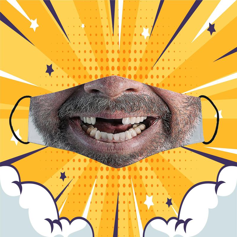 Khẩu Trang Râu Sún Răng Cười Toe Toét Hài Hước Vui Vẻ Đeo Thoải Mái Chất Liệu Cotton Kháng Khuẩn Phụ Kiện Accessories