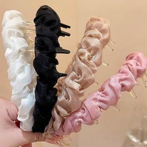 Băng Đô Xếp Ly, Lưới Nguyên Chất, Phong Cách Hàn Quốc Thanh Lịch, Dễ Phối Trang Phục, Không Trơn Trượt, Thiết Kế Mới 2025, Phụ Kiện Tóc headband