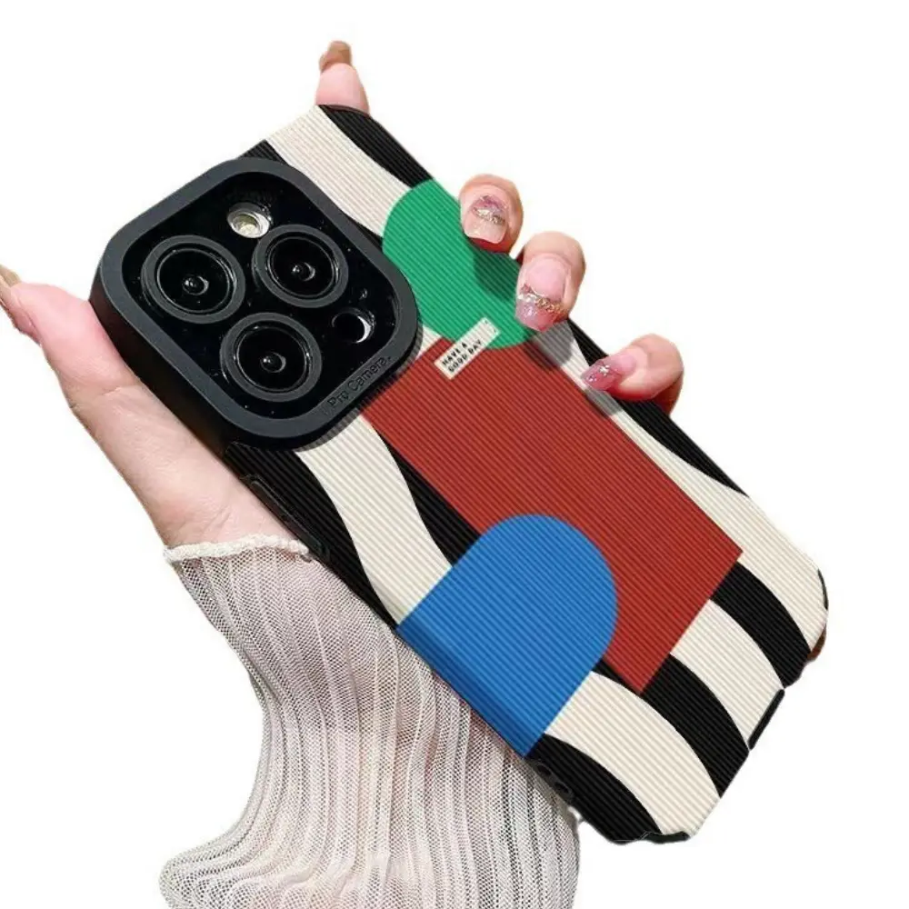 Wave tri-color block iphone11/14 pro max apple 13 case 12 soft 6/XR/XS stripes for apple 15  Iphone 15 Pro Phone Case