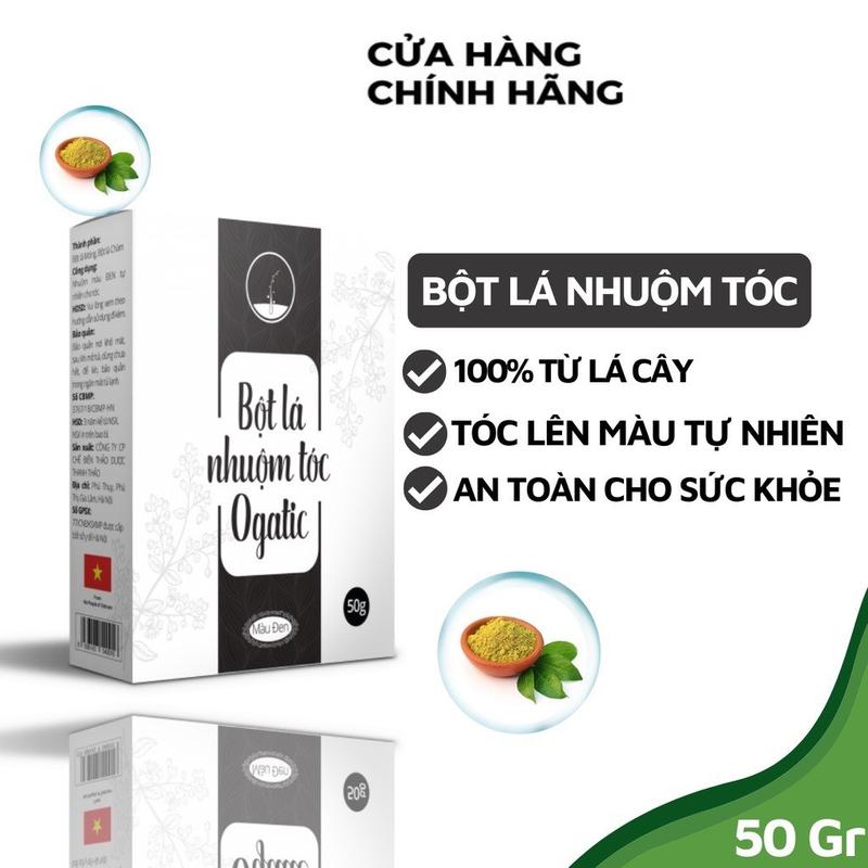 Màu Đen ( Hộp 50gr ) [CHÍNH HÃNG OGATIC] . Bột Lá Nhuộm Tóc OGATIC - Nhuộm tóc hoàn toàn từ thiên nhiên