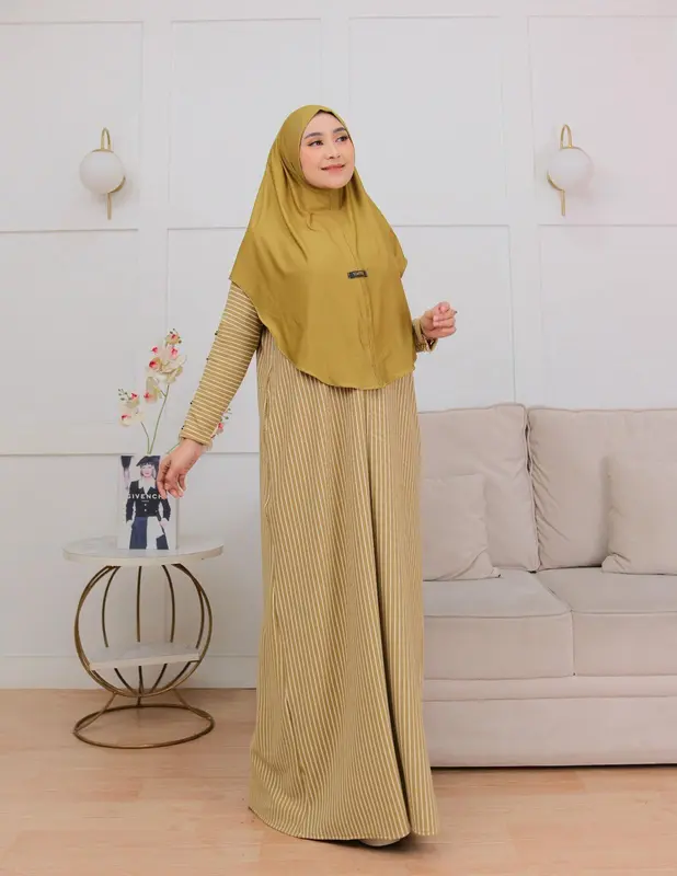 Gamis Inara Salur Button Knit Premium Kekinian Muslim Wanita 6