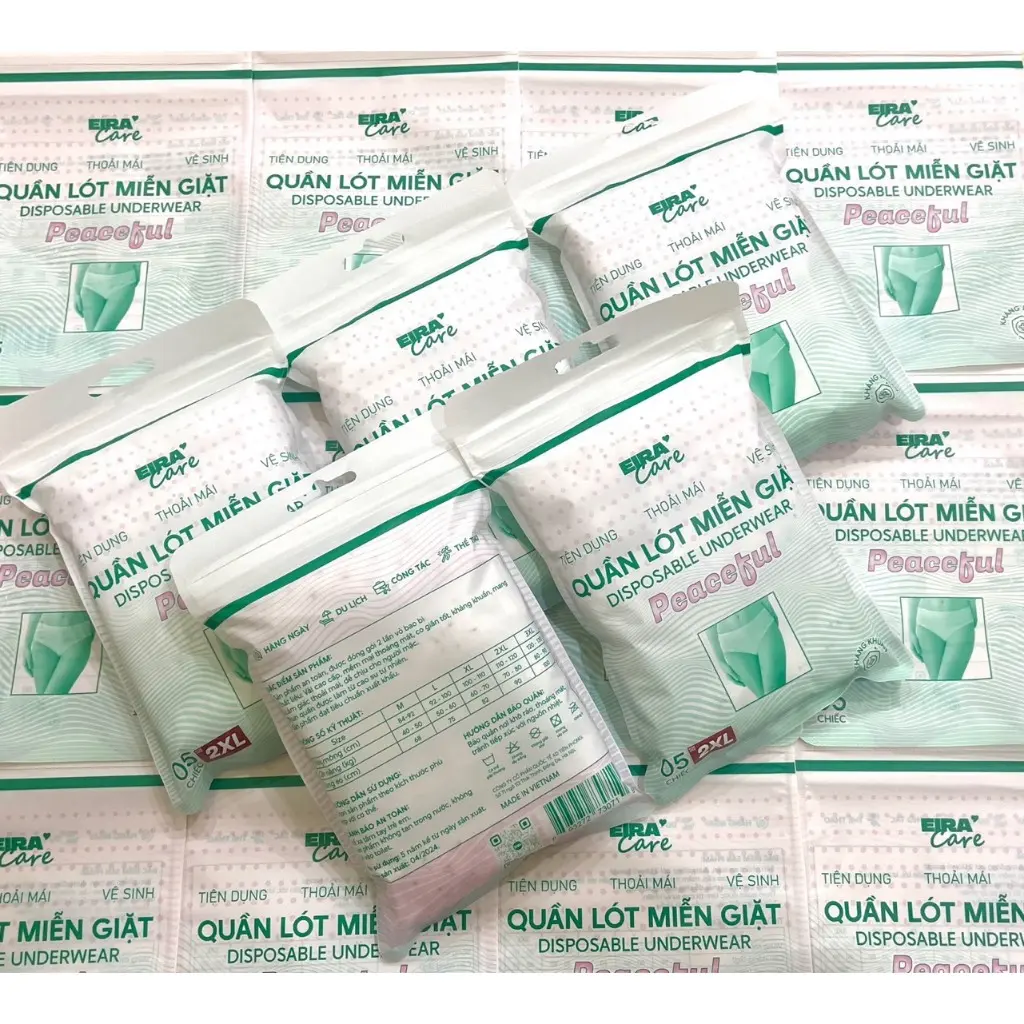 ( Túi 5 Chiếc ) QUẦN LÓT GIẤY MIỄN GIẶT – PEACEFUL  - cho mẹ bầu sau sinh phụ nữ công tác du lịch