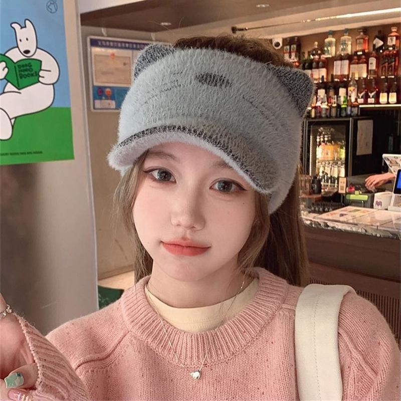 Mũ Dệt Kim Ấm Áp, Thường Ngày, Mềm Mại, Chống Lạnh, Sang Trọng, Chống Gió, Tai Mèo Dễ Thương, Mũ Lưỡi Trai Ngoài Trời 3
