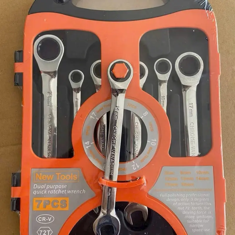 Bộ cờ lê tự động 7 chi tiết 8-19mm, Bộ cờ lê vòng miệng tự động 6