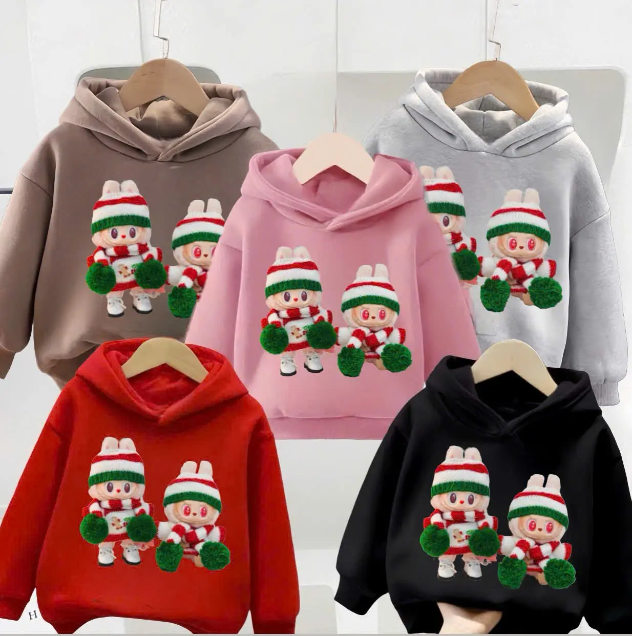 Áo nỉ hoodie bé trai, bé gái hình LABUBU giáng sinh dễ thương, mũ 2 lớp chất nỉ bông mềm mịn cho bé 6-30kg ( Mã 01 )