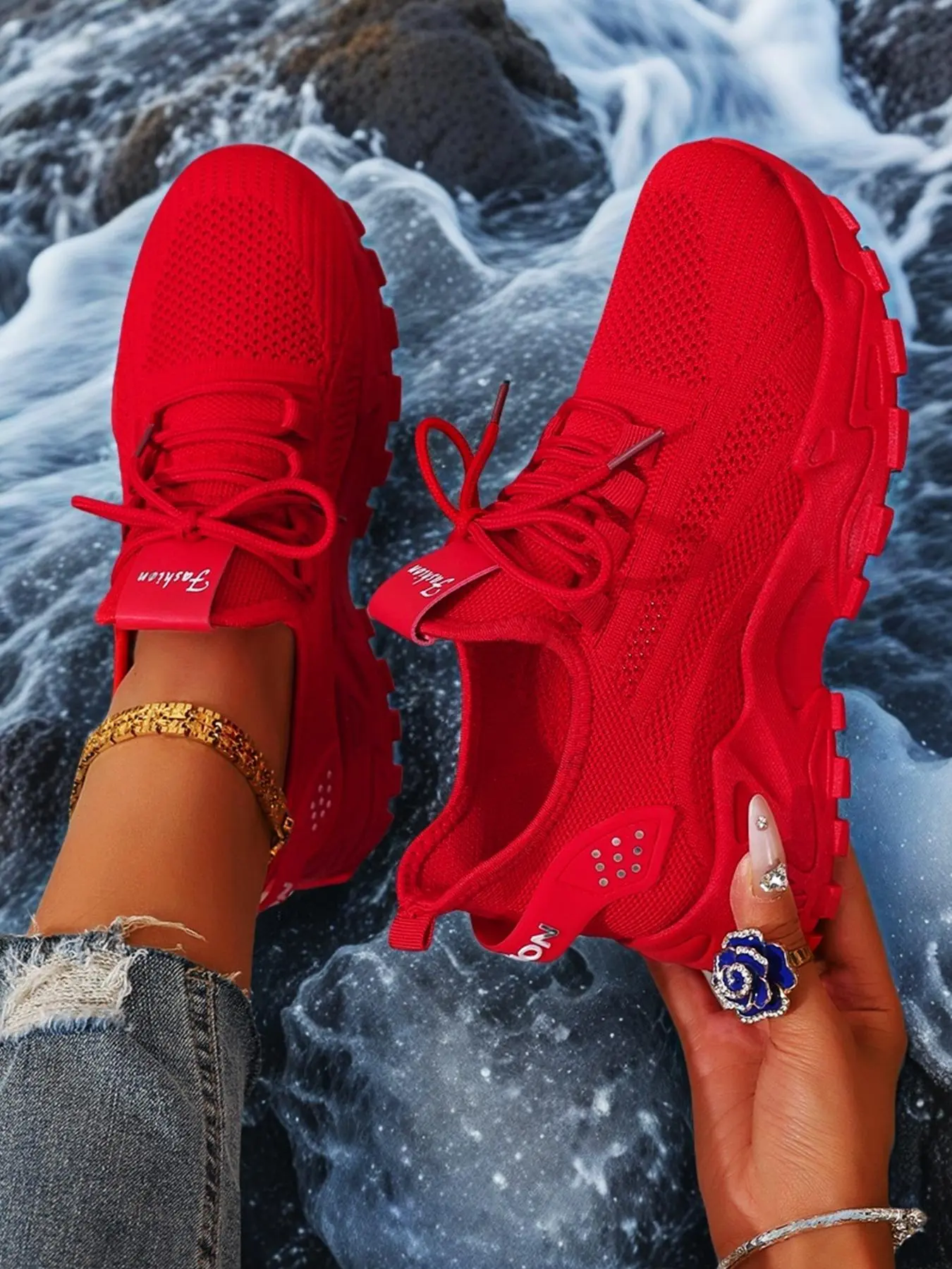 Women's Fashionable Lace Up Low Top Sneakers, Casual Breathable Comfortable Sports Running Shoes, All-match Basic Shoes for Daily Wear