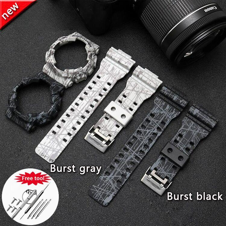 ชุดสายนาฬิกาซิลิโคนและเคส เข้ากันได้กับ G-SHOCK GA-110, GA100, GA120, GA140, GD-120 / 100/110, GLS-1