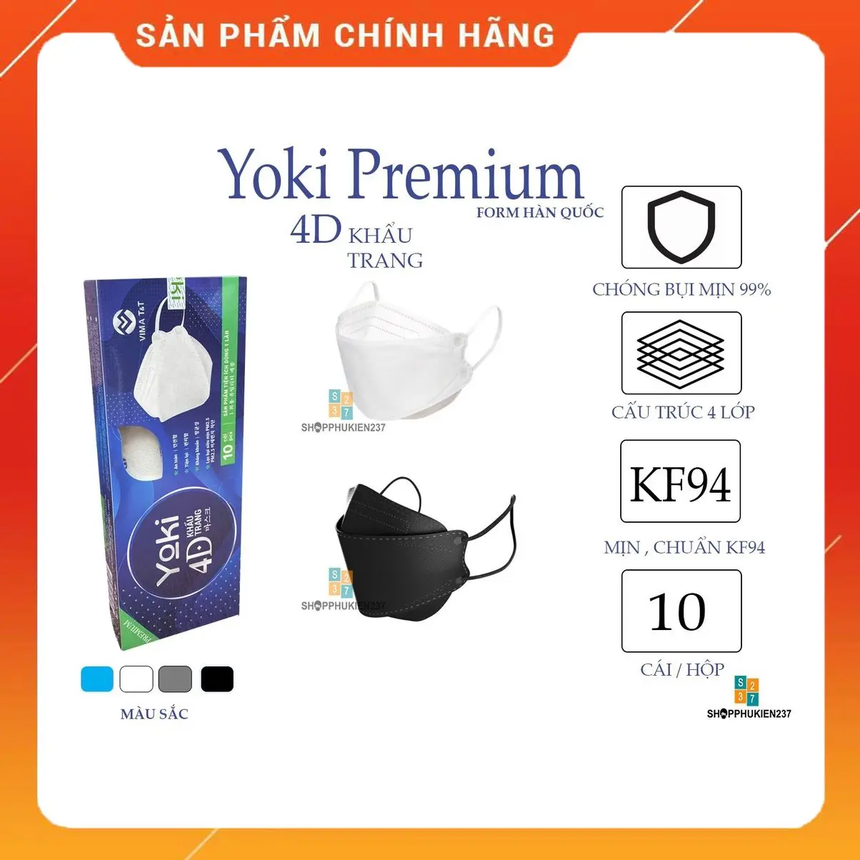 50 Cái Khẩu Trang Kf94 Yoki Premium Hàng 4 Lớp Siêu êm