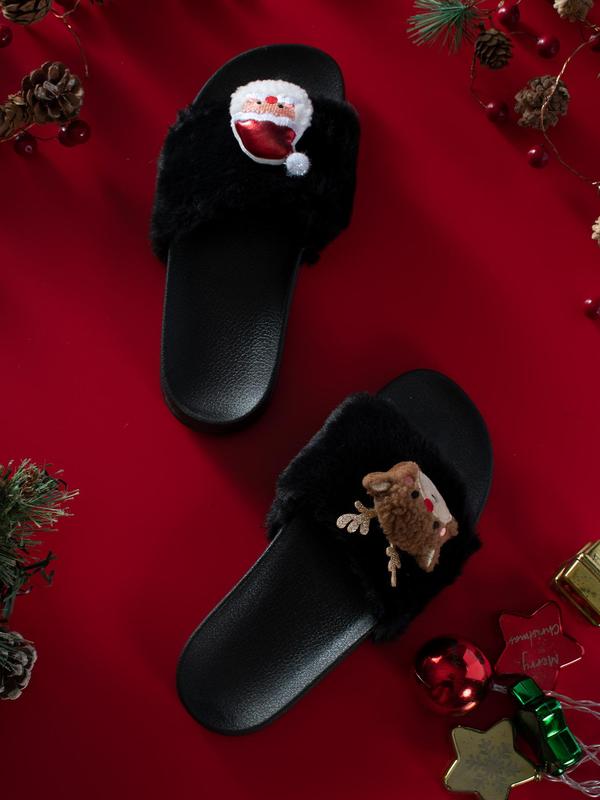Women's Cute Cartoon Reindeer Design Plush Slippers, Casual Soft Comfortable Home Slippers, Warm Slippers for Indoor & Outdoor Use for All Seasons 4
