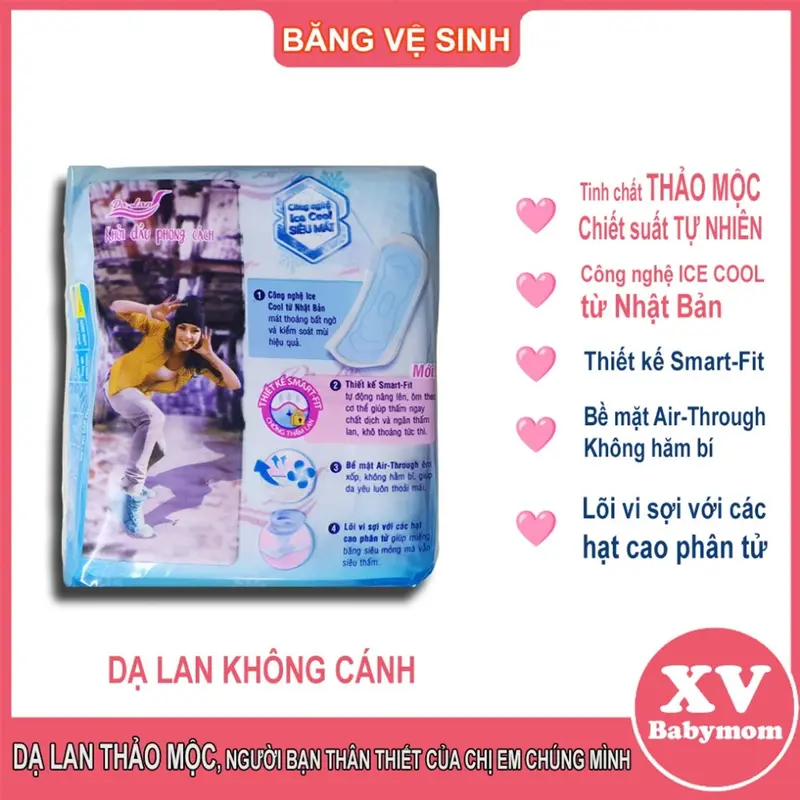 Combo 10 gói tặng 1 gói băng vệ sinh thảo mộc Dạ lan [voucher 7k] siêu thấm hút, mát lạnh, chống tràn rất hiệu quả gói 8 miếng bề mặt bông mềm Tampon Nữ 5