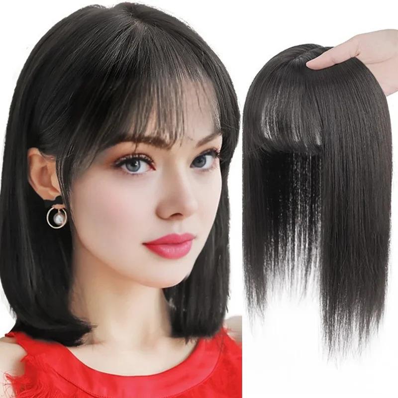 Toppers Tóc Tổng Hợp, Dành Cho Nữ, Kẹp Tóc Thẳng Tự Nhiên, Tóc Giả, 9 * 12cm, Có Mái, Sợi Tóc 1
