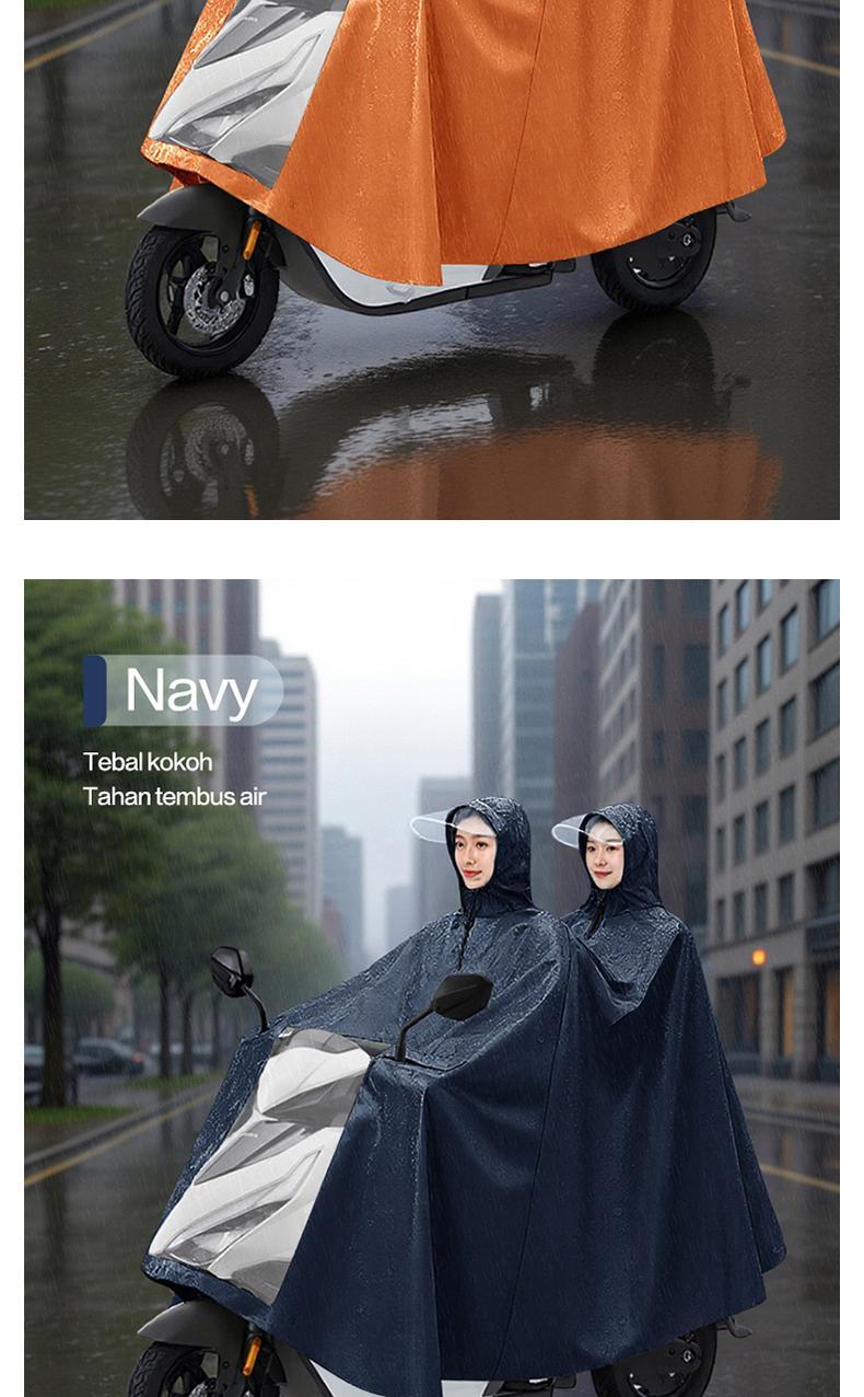 Jas hujan terbaru untuk dua orang, jas hujan motor yang modis dan tahan lama, tebal dan anti air, cocok untuk berkendara motor, bisa digunakan pria dan wanita