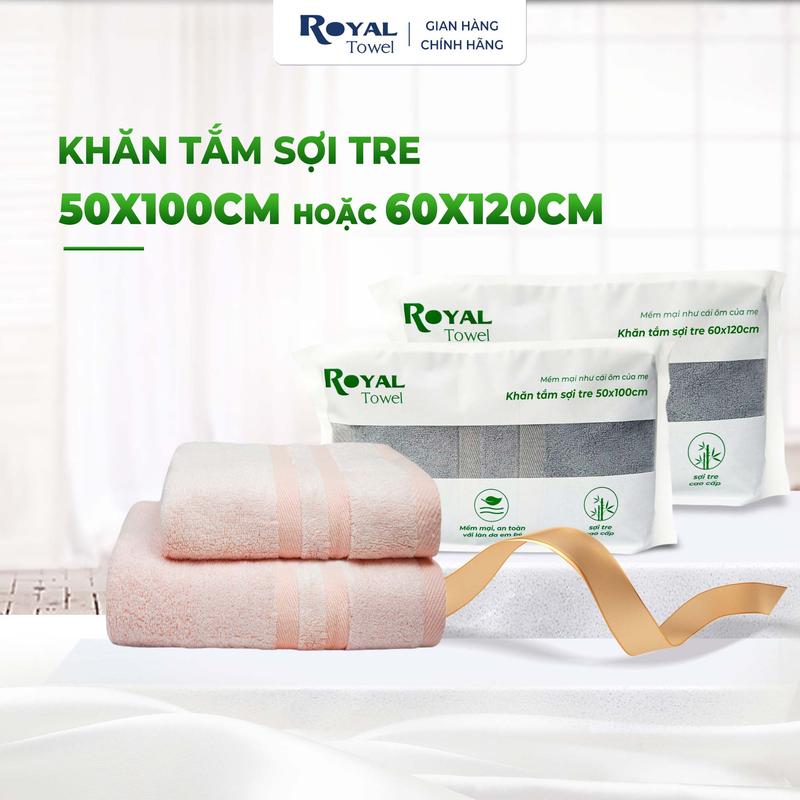Khăn tắm sợi tre 50X100cm hoặc 60x120cm Royal Towel mềm mịn, thấm hút tốt Dùng Cho Nhà Tắm Của Gia Đình Spa Khách Sạn