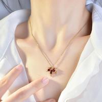 Gambar Dilapisi emas 18 karat Kalung Daun Maple Merah, baja titanium, tidak kehilangan warna dari Garden of DreamsS5 Kota Administrasi Jakarta Barat 2 Tokopedia