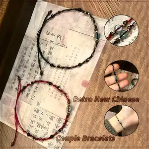 Gelang gaya Cina yang dapat disesuaikan dengan tangan yang ditenun untuk hadiah pasangan pria dan wanita