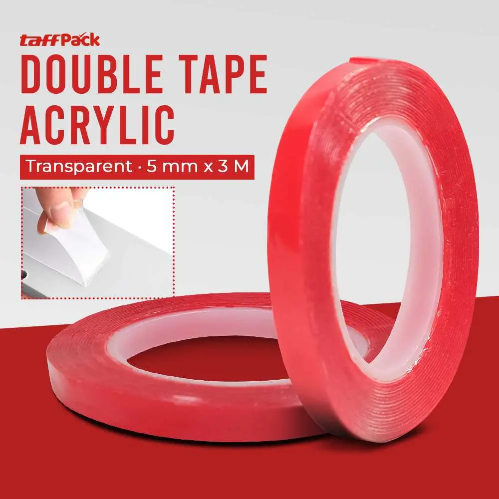 TaffPACK Perekat Double Tape Acrylic Adhesive Transparent Sticker - J4702