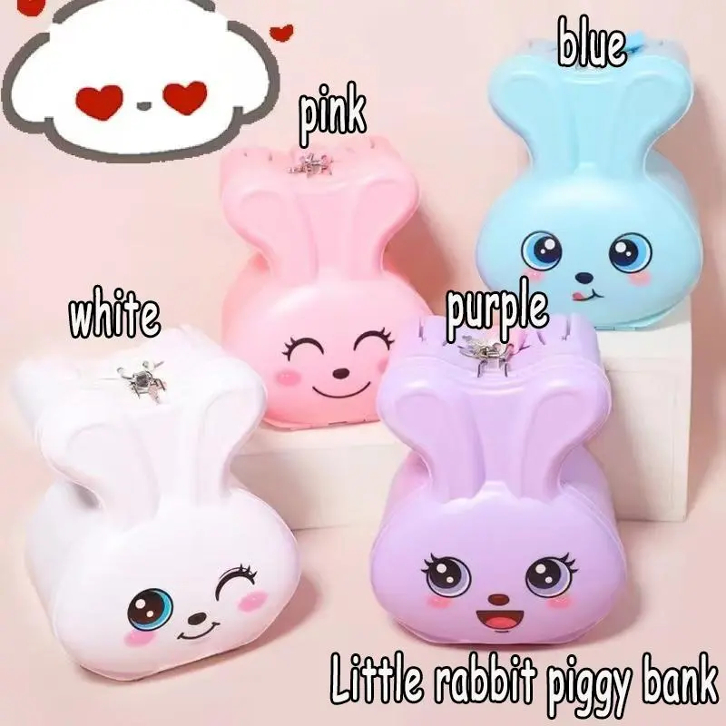Cute Rabbit Design Piggy Bank, 1 Count Large Capacity Portable Piggy Bank, Cartoon Love Rabbit Piggy Bank for Home Office School Bedroom Decor 2