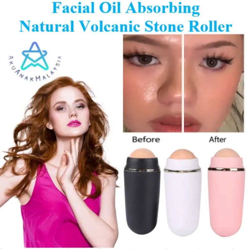 Facial Oil Absorbing Natural Volcanic Roller Face Oil Remover Alat Menyerap Minyak Muka Oily Skincare