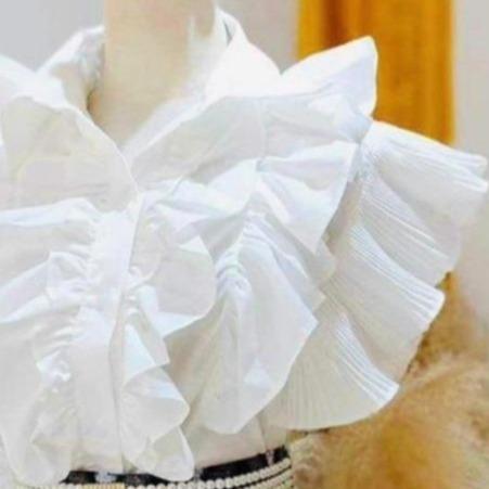 sơ mi cổ v cộc tay bèo xinh cho nàng mã 23479 Áo Top Nữ Women