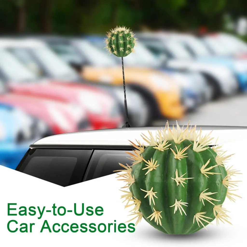 thwoscion Cactus Antenna Decoration Car Ornament Adorable Cactus Foam Ball Car Antenna Topper Water-resistant Dashboard Accessory for Universal Cars Easy to Install