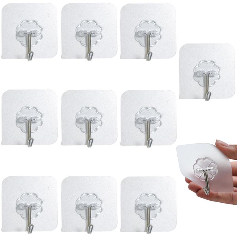 Product Introduction of Móc Tự Dính Bằng Thép Không Gỉ Trong Suốt, 10 Cái, Mạnh Mẽ, Móc Treo Chìa Khóa, Cho Nhà Bếp Và Phòng Tắm, Đa Năng, Thích Hợp Cho Cửa Và Tường, Đa Năng 20