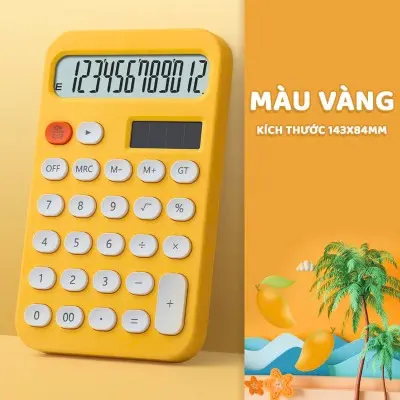 Máy Tính Bấm  Hiển Thị 12 Số - Thiết Kế Nhỏ Gọn, Màu Tươi Sáng, Nút Chống Trượt Tiện Lợi Cho Học Sinh máy  tính cầm tay 7