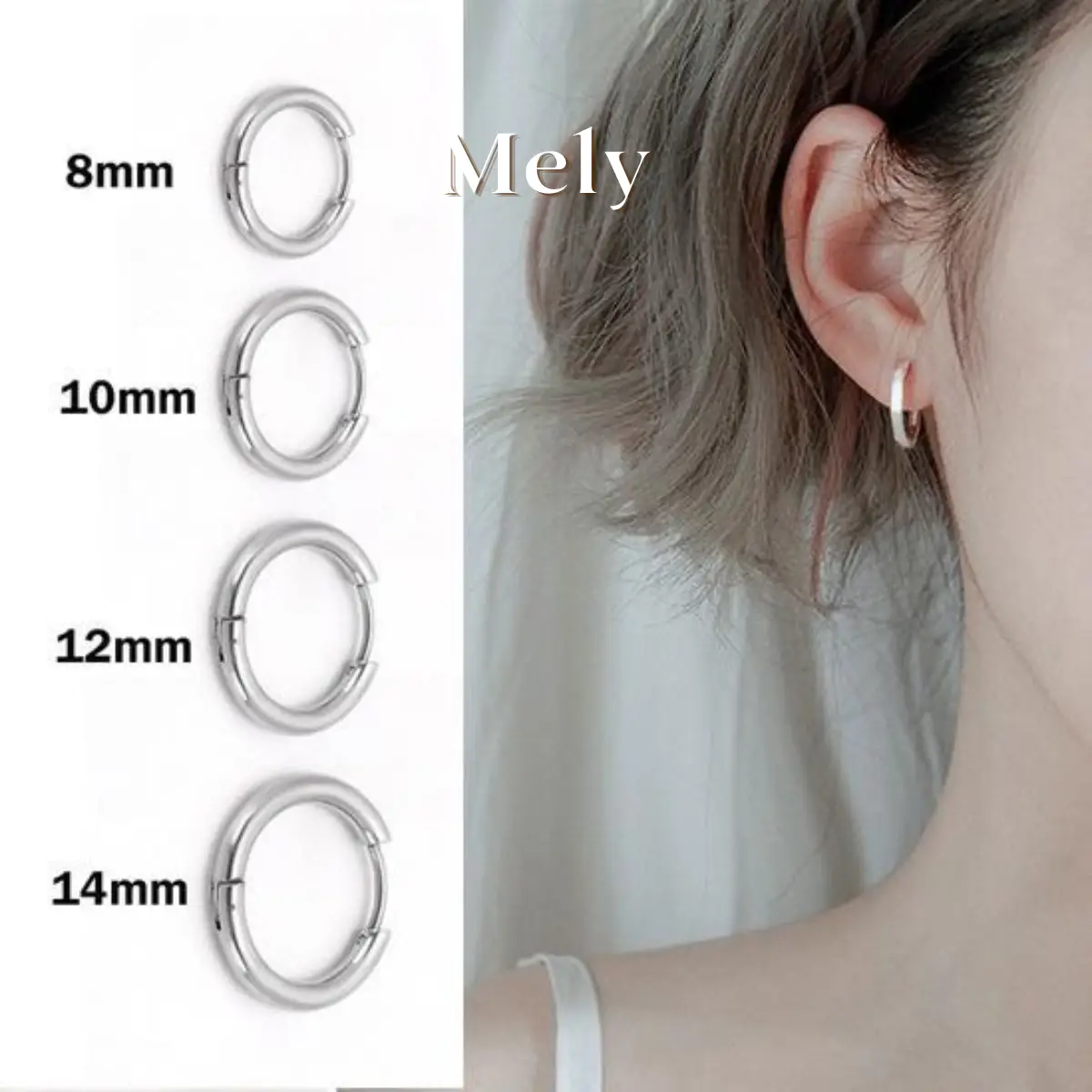 Bông tai Hoa Tai titan thép y tế tròn basic không dị ứng ( 1 CHIẾC ) - Mely CT06 Nữ