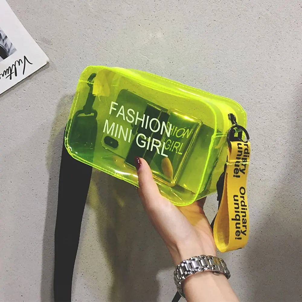 Túi Thời Trang Trong Suốt Cho Nữ, Túi Xách PVC Sang Trọng Nhỏ, Túi Đưa Thư Cho Bé Gái, Túi Đeo Vai Đơn Da Bag Đeo Chéo Nhung Tim Tote