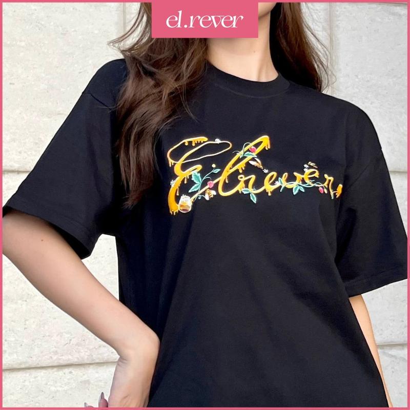 EL.RÊVER -  Áo thun nữ họa tiết chữ El.Rêver lạ mắt màu đen thời trang cao cấp [0822T03]