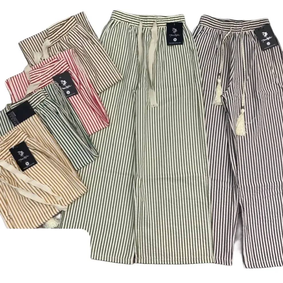 Quần dài ống suông sọc nhỏ#chất vải đũi nhăn siu đẹp thoáng mát Nữ Women Voi Nhung Pants Ong