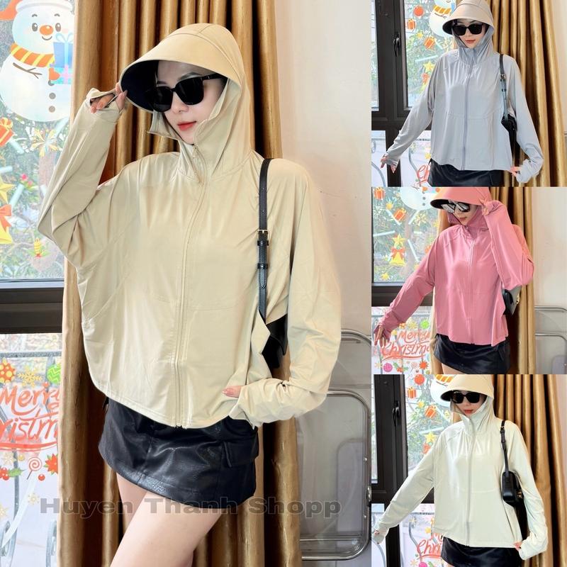 Áo chống nắng dáng ngắn (k1) chất liệu su mềm vành mũ rộng chống tia UV tốt