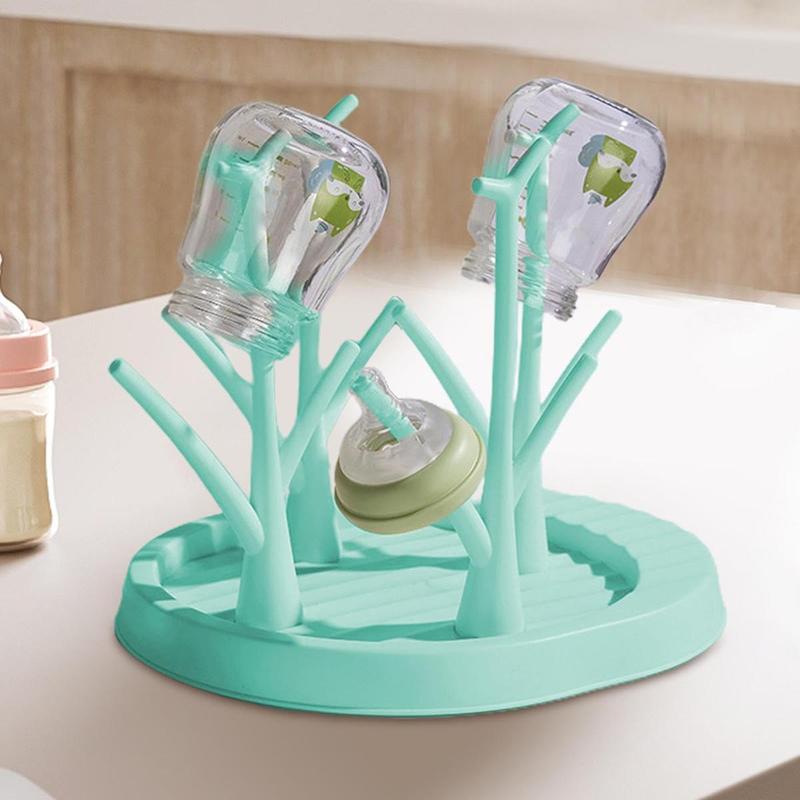 Baby Bottle Dryer Tree Bottle Dryer Rack with Tree Shape Design Stable Baby Bottle Holder with Non-Slip Base and Storage for Travel 4