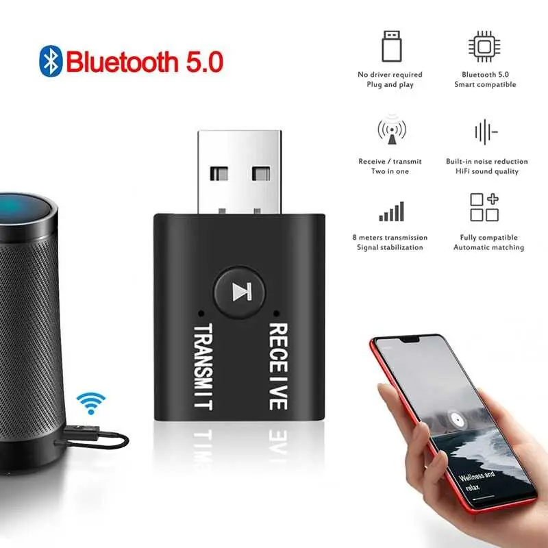 USB Dongle Bluetooth 5.0 Transmitter Receiver - YET-TR6 0