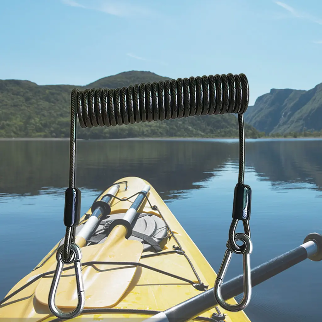 Kayak Paddle Leash Fishing Safety Coiled Lanyard Kayak Accessories Stretchable Coiled Rod Kayak Paddles Traction Rope