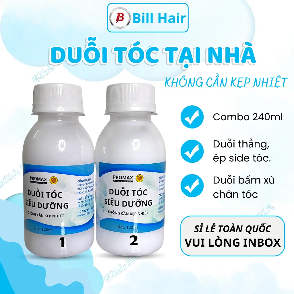 Thuốc duỗi tóc tại nhà không cần kẹp nhiệt, thành phần siêu dưỡng giúp thẳng tóc, chống hư tổn tóc| Bill Hair, Billhair.
