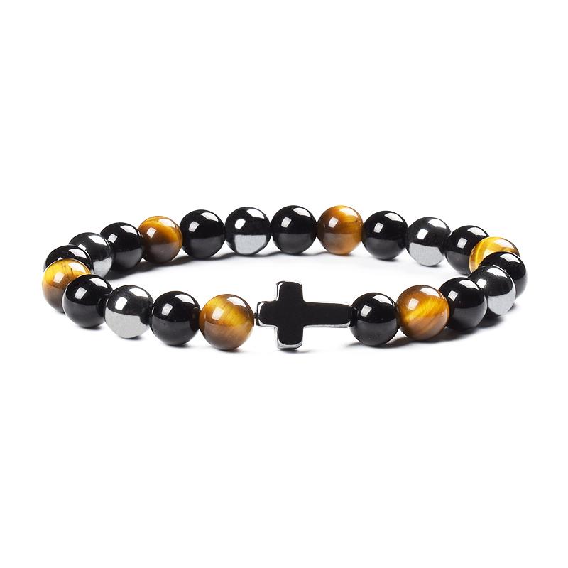 Product Introduction of Vòng Tay Bảo Vệ Ba Lần, Được Làm Bằng Hematite Tự Nhiên, Đá Mắt Hổ Đen Và Hạt Đá Mắt Hổ, Thích Hợp Cho Phụ Nữ Và Nam Giới, Vòng Tay Chéo, Mang Lại May Mắn, Hiệu Ứng Bó Sát 8