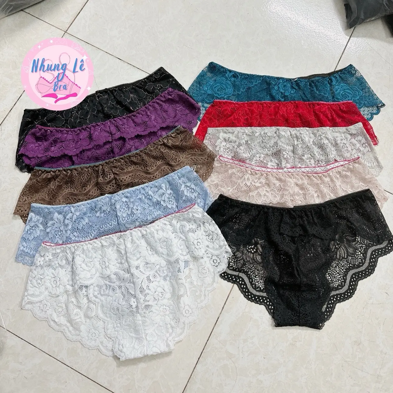 [Set 20 quần] Quần lót nữ ren công chúa mềm mại, nữ tính, quyến rũ, không lộ viền Women,( hàng bình dân) Voi Nhung Sen