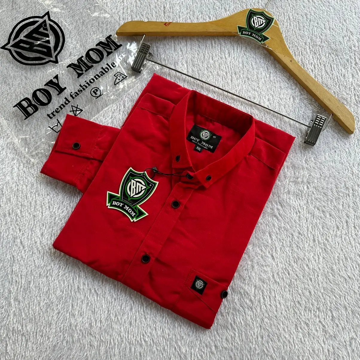 kemeja polos warna merah cabe