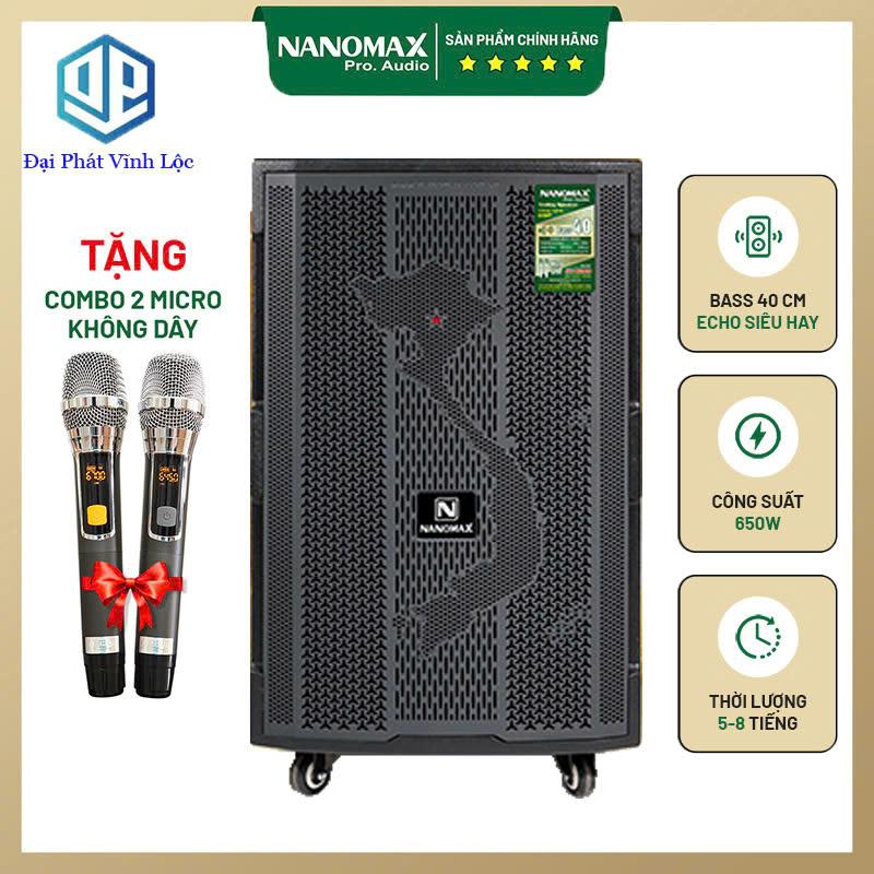 Loa Kéo Di Động Nanomax Karaoke SK-0209 Bass 40 3 Đường Tiếng Công Suất 650W | Loa Bluetooth Tặng 2 Micro Đoc Được USB, Kết Nối Với Tivi Củ Loa Nghe Nhạc nanomax sk15q1