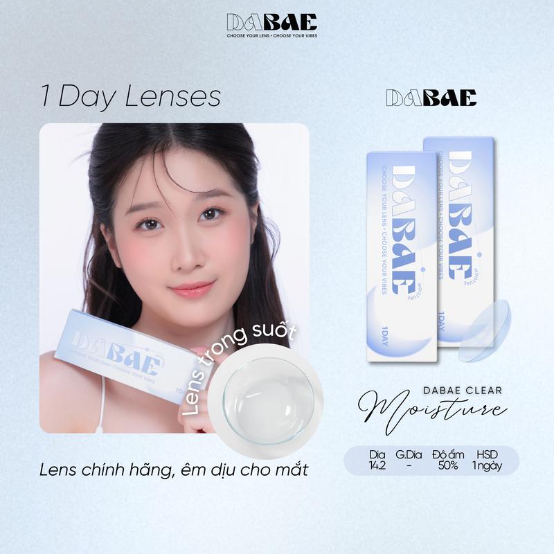 Lens 1 ngày trong suốt Clear Moisture không màu có độ cận dành cho mắt nhạy cảm hãng Dabae