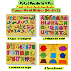 Puzzle Kayu Pembelajaran Isi 4 Puzzle Untuk Anak Muslim Dan Non Muslim Mainan Games Toys