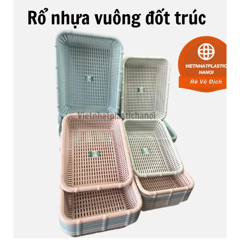 ( giá sỉ) Rổ Vuông Đốt Trúc ,rổ nhựa vuông đốt trúc đẹp có nhiều kích thước 5
