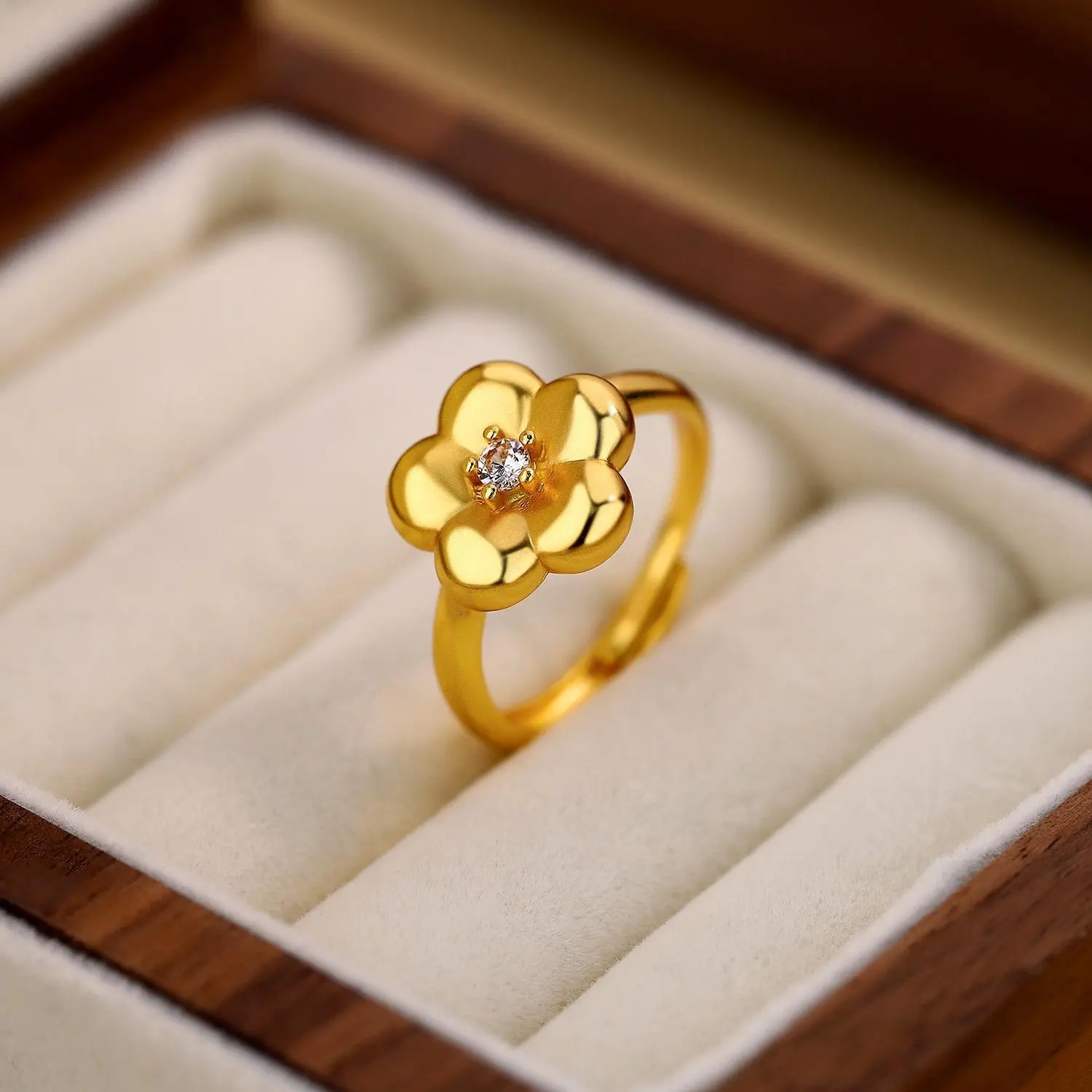 Plum blossom point diamond ring temperament versatile adjustable ring ring girls ring  women