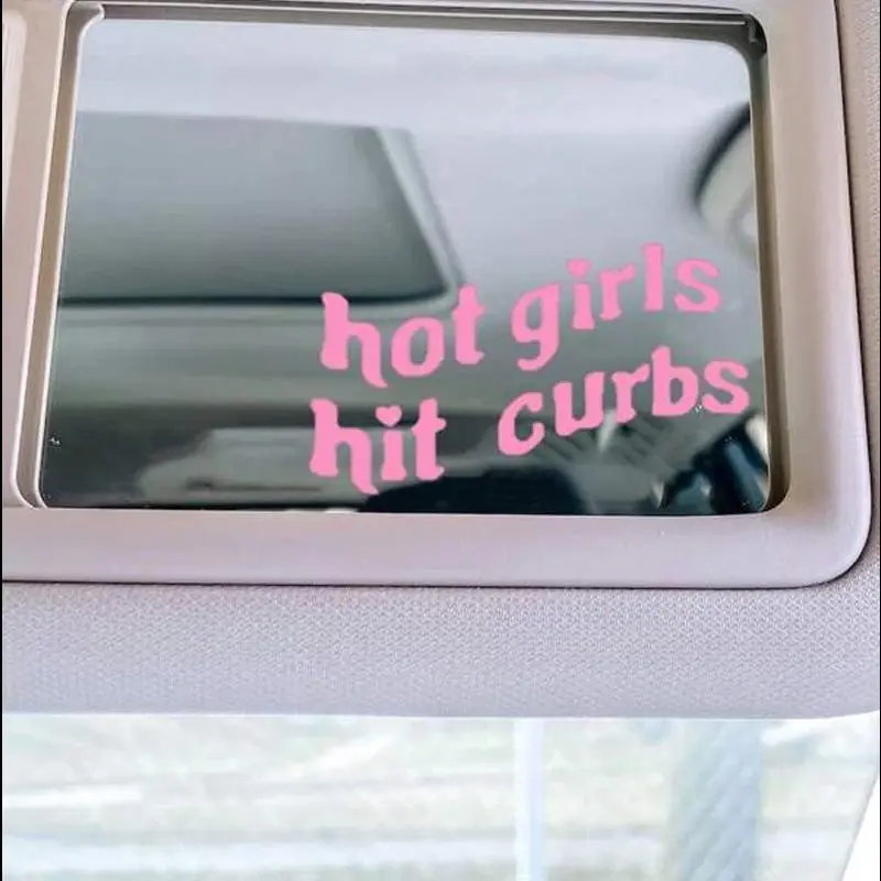 Car Hot Girl Hit Curbs Letter Pattern Sticker, 1 Count Cute Personality Decorative Car Mirror Sticker, Car Exterior Accessories 2