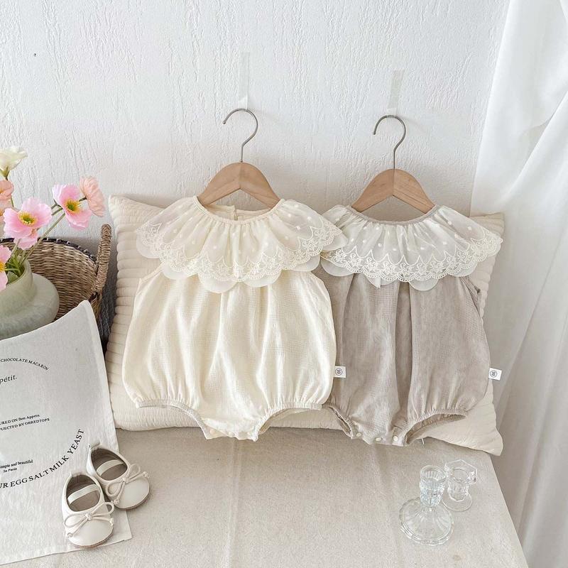 Product Introduction of Quần Áo Trẻ Em Áo Liền Quần Thêu Hoa, Phong Cách Mùa Xuân, Cho Em Bé Gái, Cổ Áo bẻ xuống, Áo Liền Quần ngắn Tay, Váy Chị Em, Phong Cách Ins 19