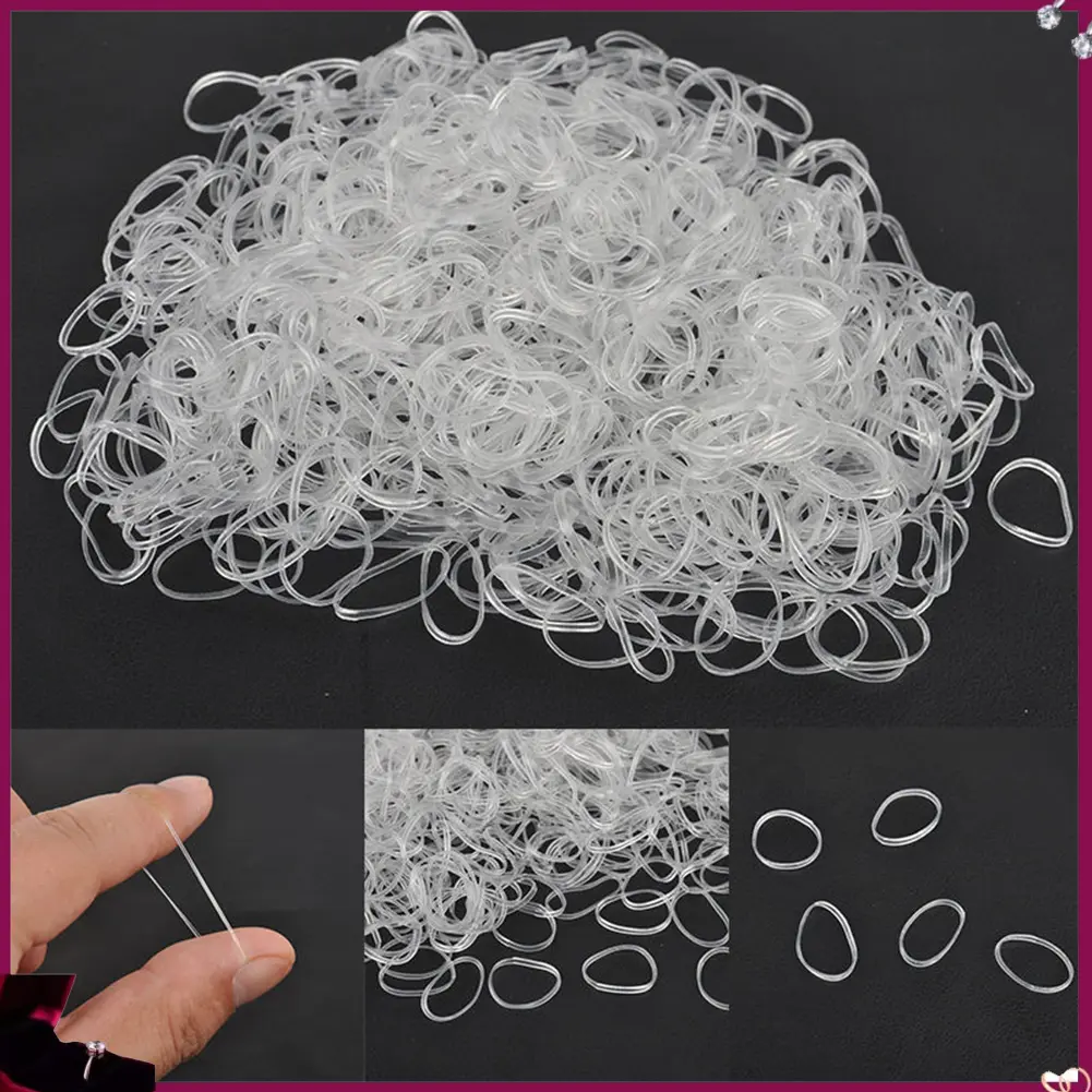 CNO 500Pcs Clear White Ponytail Holders Elastic Rubber Band Hair Ties Ropes Rings
