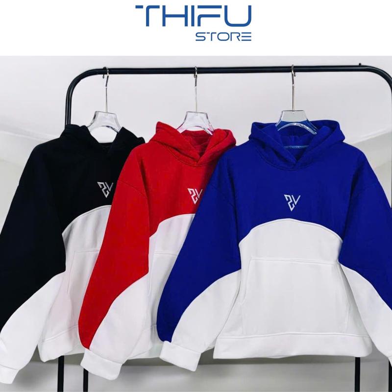ÁO HOODIE NỈ PE THÊU CHỮ VESTURES FORM RỘNG PHỐI MÀU, ÁO HOODIE NÓN 2 LỚP RỘNG DÀNH CHO CẢ NAM VÀ NỮ. Women Voi Top