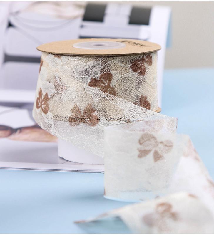 Product Introduction of 10 Yards Lace Embroidery Accessories Bow Webbing Flower Shop Packaging Floral Ribbon for DIY Cloth Wedding 13