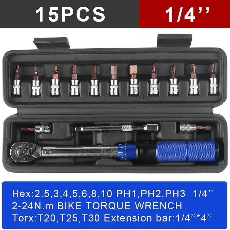 1/4 Ratchet Torque Wrench Set, Multipurpose Torque Wrench Set, Hand Tool for Bicycle Part Installation, Repair and Other Precise Torque Control Scenarios 6